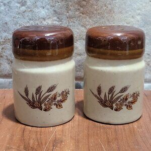 Vintage Large Wheat Salt and Pepper Shakers Brown Tan